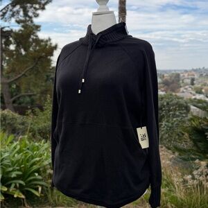 Max Studio Black Knit Hoodie Sweatshirt